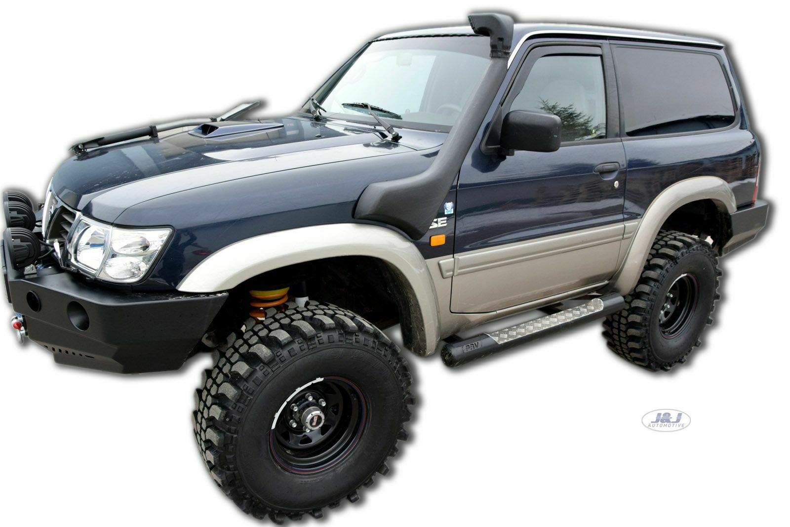 J&J AUTOMOTIVE Deflettori d'Aria per Nissan Patrol Y61 3-Porte 1997-2005, Set da 2 Pezzi, Nero Fumé Oscurato Heko