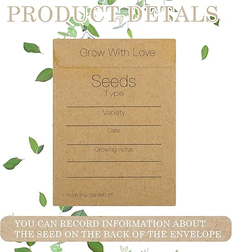 Miniatura 5 de Teling 100 paquetes vacíos pequeños sin rellenar, sobres rústicos autoadhesivos, sobres rústicos, almacenamiento de flores, recuerdos de fiesta