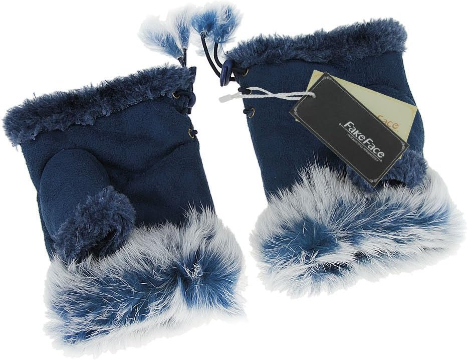 Winter Warm Fingerless Faux Suede Fur Driving Glove Mitten for Women Girl Gift