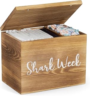Tampon Holder for Bathroom, Wooden Shark Week Bathroom Organizer, Period Pad Storage Box, Bathroom Accessories for Girl Stuff