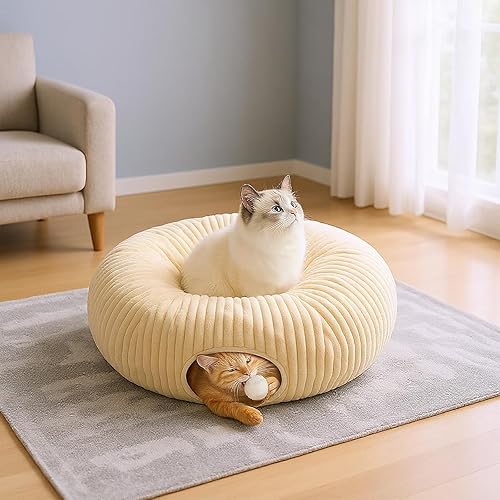 Miniatura 4 de Cama túnel para gatos con 40 juguetes para gatos, túnel de juego plegable para gatos de interior, tubo para gatos para gatitos y cachorros