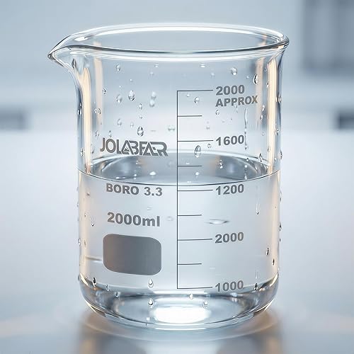Miniatura 7 de Vasos de precipitados de vidrio duraderos de 67.6 fl oz, vaso de precipitados de laboratorio de 2L con graduaciones impresas, borosilicato 3.3,