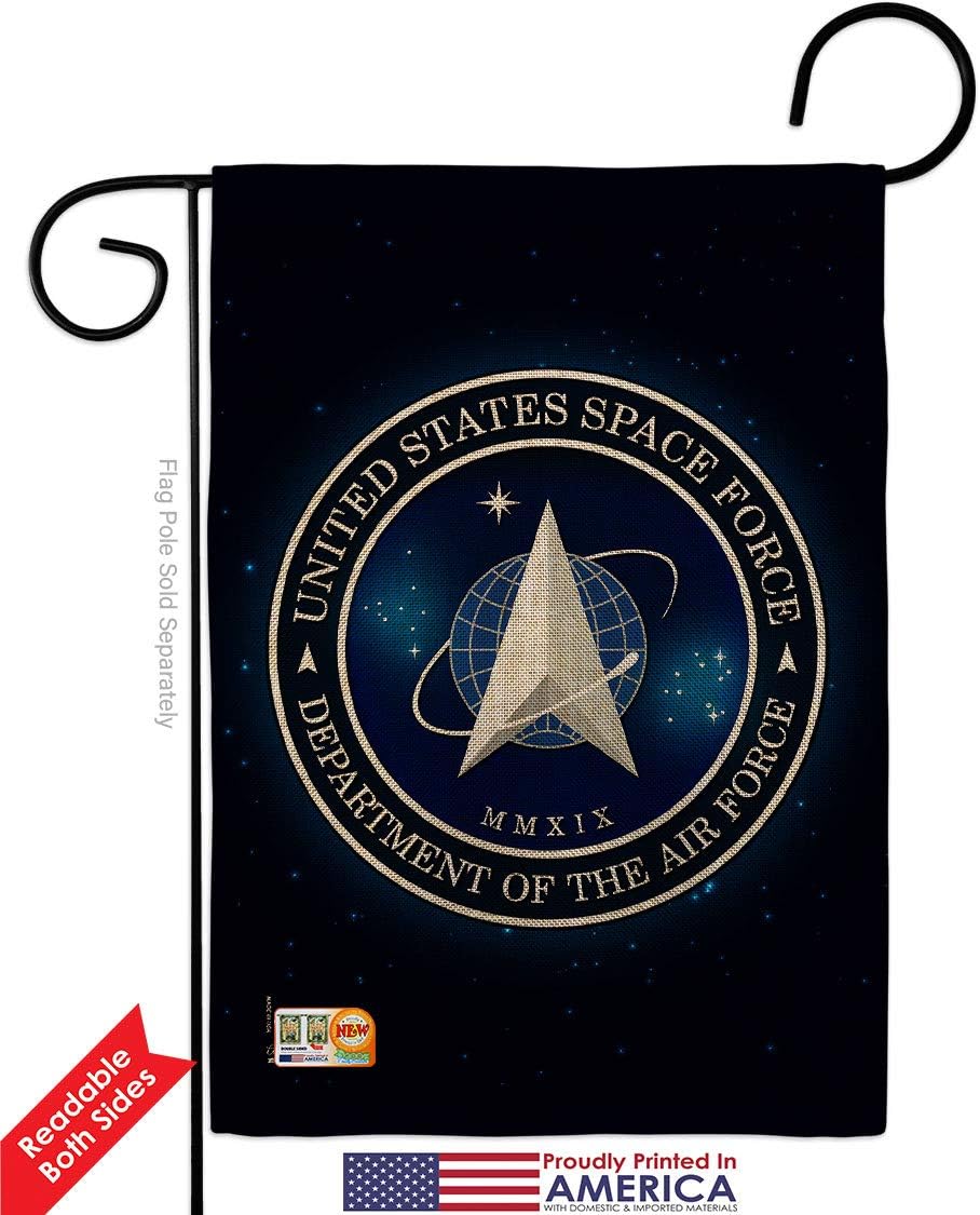 Space Force Burlap Burlap Garden Flag Set Wall Holder Armed Forces USSF United State Air American Military Delta Official Small Decorative Gift Yard House Banner Double-Sided Made In USA 13 X 18.5