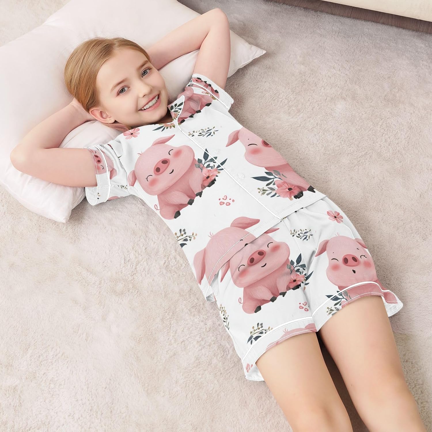 Silk Pajamas Sets Soft Satin 2 Piece Pjs Set Short Sleeve Sleepwear Nightwear
