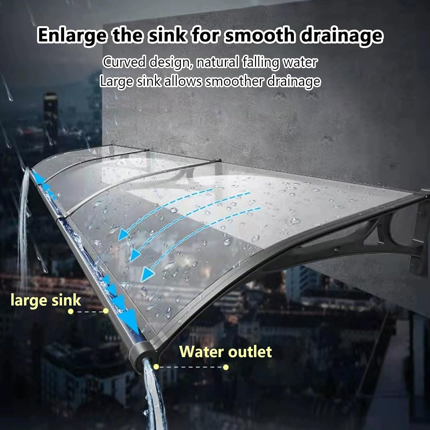 Modern Aluminum Bracket Awning For House,exterior Awning For Door Entrance With Pour Sink,awnings For Patio,Polycarbonate Front Door Canopy,UV,Rain,Snow Protection Solid Sheet. ( Color : Clear , Size