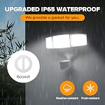 LUTEC 72W 6300LM LED Security Lights Motion Sensor Light Outdoor, 5000K Daylight, IP65 Waterproof, Dusk to Dawn, 3 Head Motion Detected Flood Light for Garage, Yard, Porch(White)