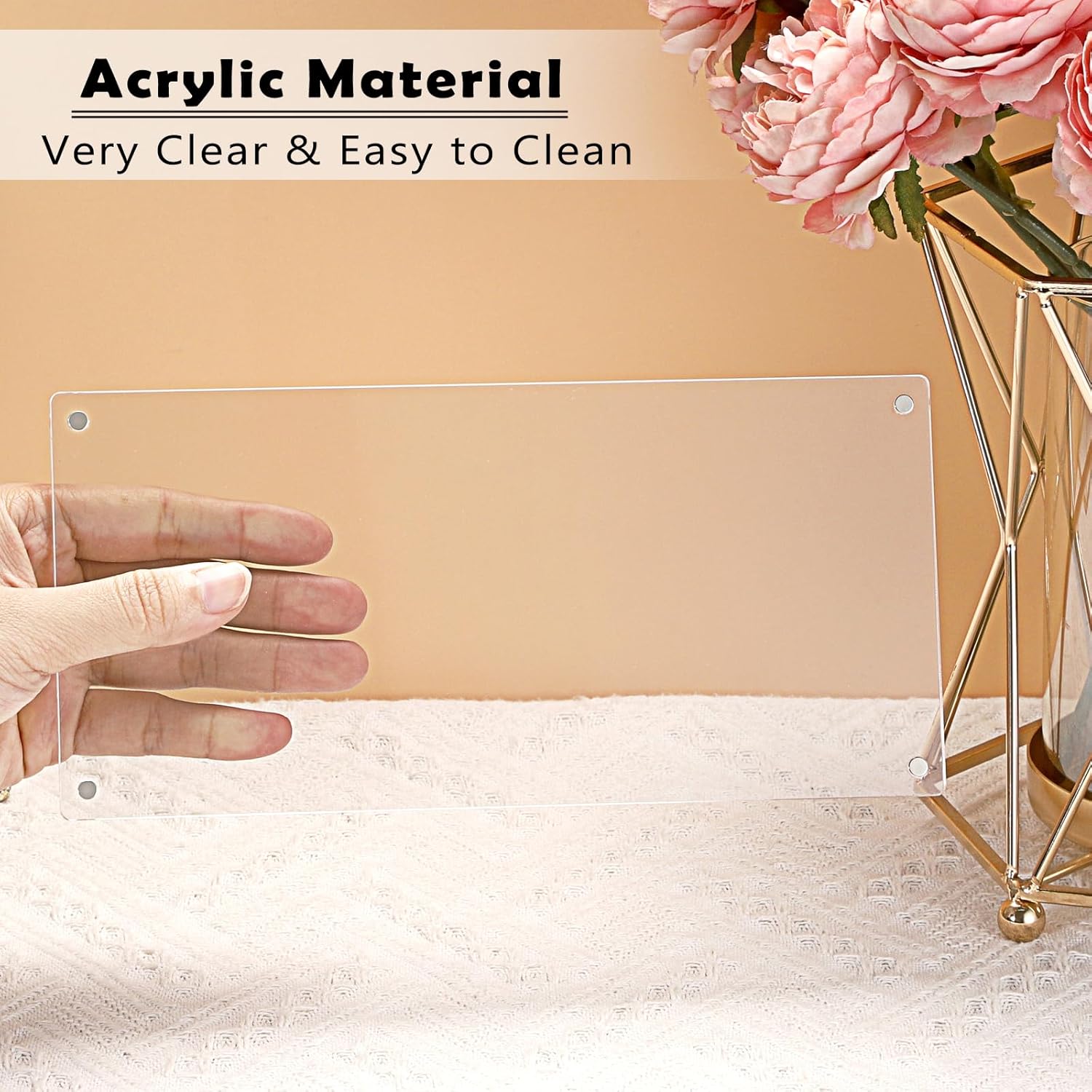 JUXYES Clear Acrylic Ticket Stub Display Holder with Base - Magnetic Sandwich Frames Transparent Frameless Ticket Frame - Tabletop Magnetic Commemorative Tickets Frames for Movie Concert Show Play, L