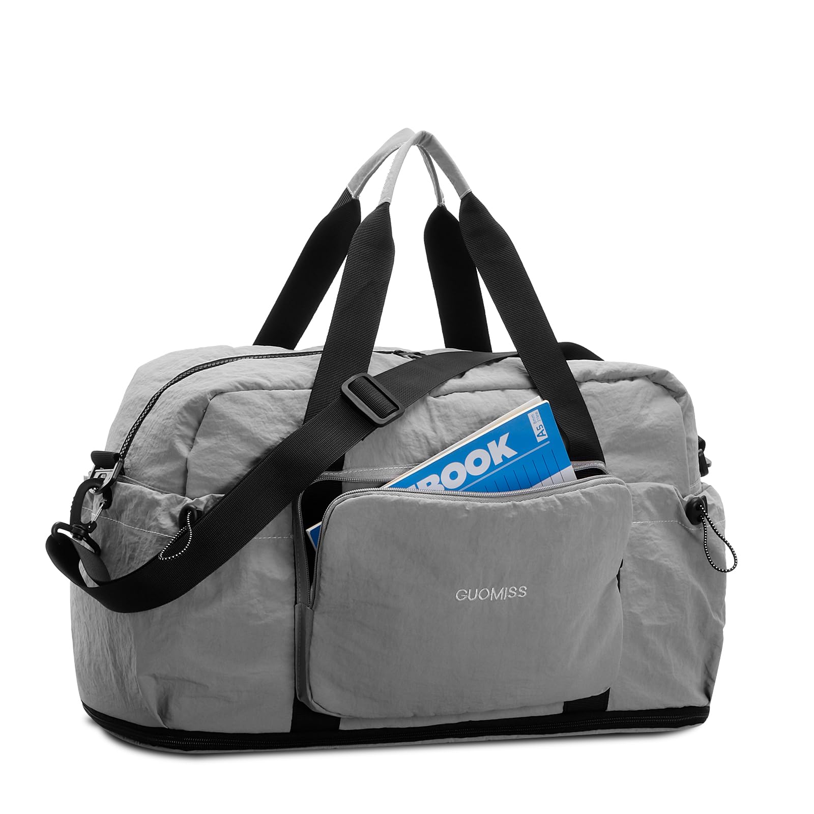 HUA ANGEL Sac de Voyage Pliable Extensible Ultra-Léger Sac de Sport & Weekend avec Poche Étanche - Grand Sac Cabine Avion pour Homme Femme Fitness Yoga Boxe Piscine Vacances(30-35L) Gris