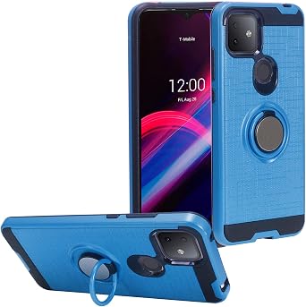 for T-Mobile REVVL 4 Plus 6.52" 5062W, REVVL 4+ Phone Case w/Ring Stand - RS2 Navyblue