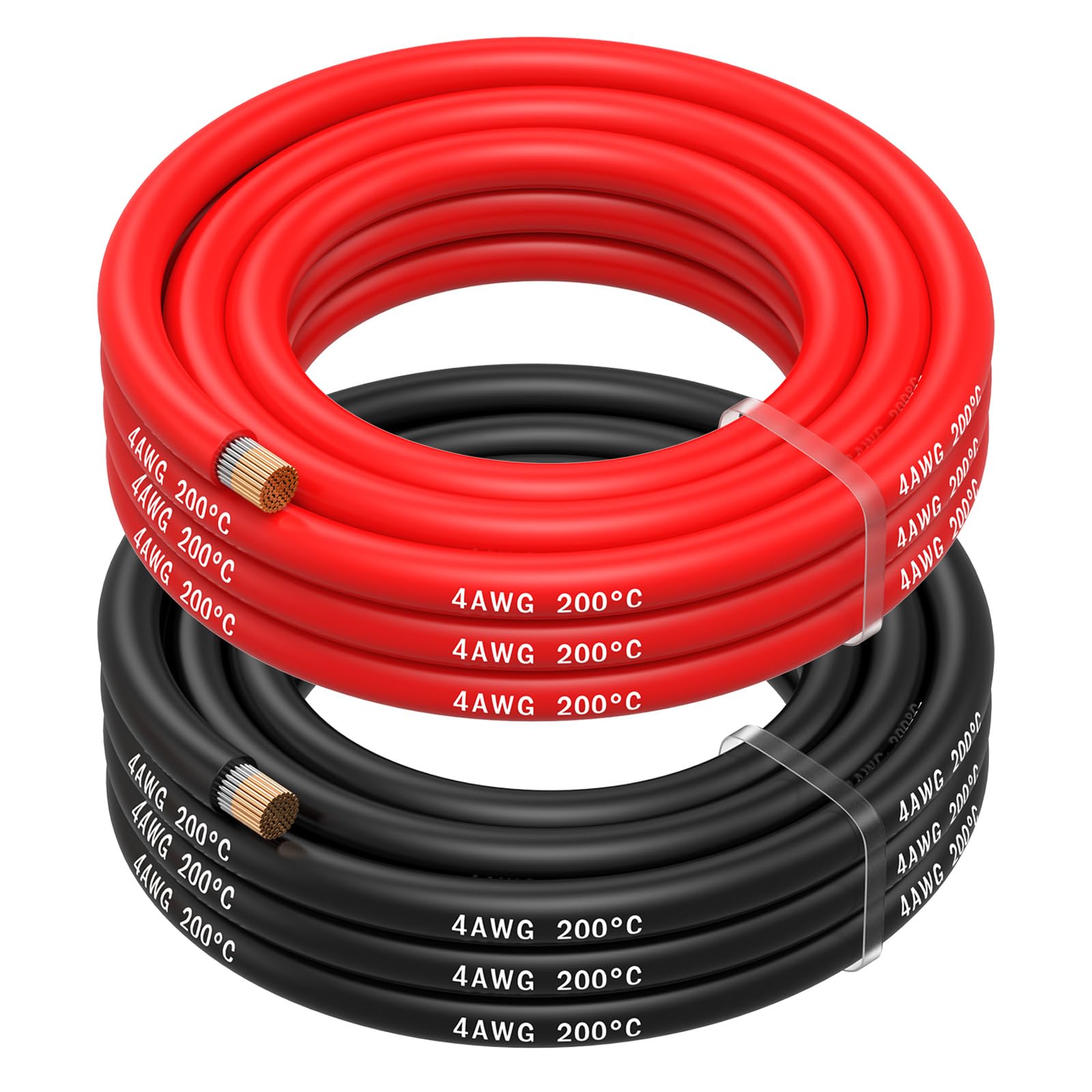 4 AWG Silicone Wire by MMOBIEL – 4 Gauge Tinned Copper Cable, 2 x 8.2FT (1 Red & 1 Black), Flexible High Temp Electrical Wire for Automotive, Solar,