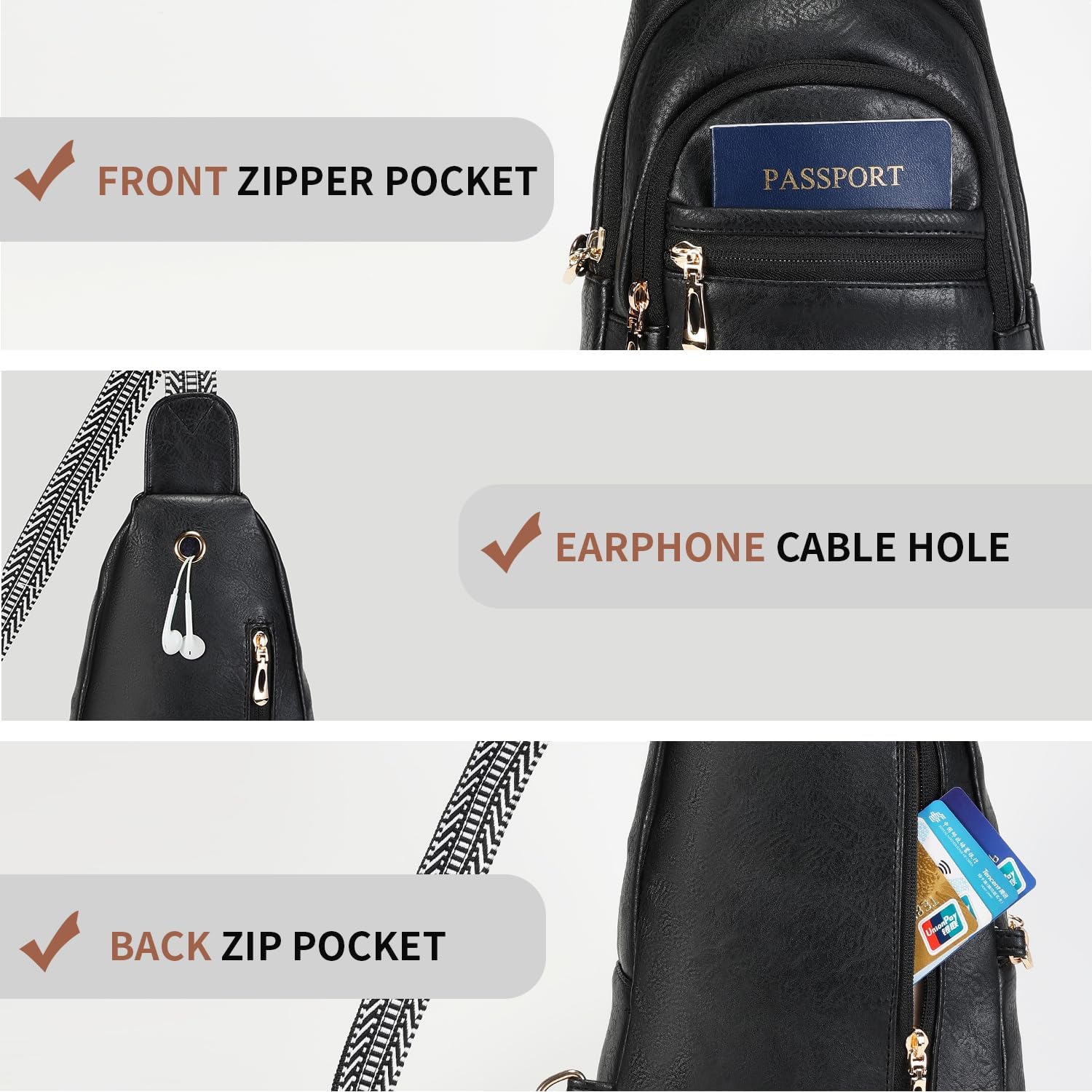 BIAVOI Crossbody Purses Bags for Women Travel, Anti Theft RFID Blocking Sling Chest Bag, Small Vegan Leather Purse for Casual