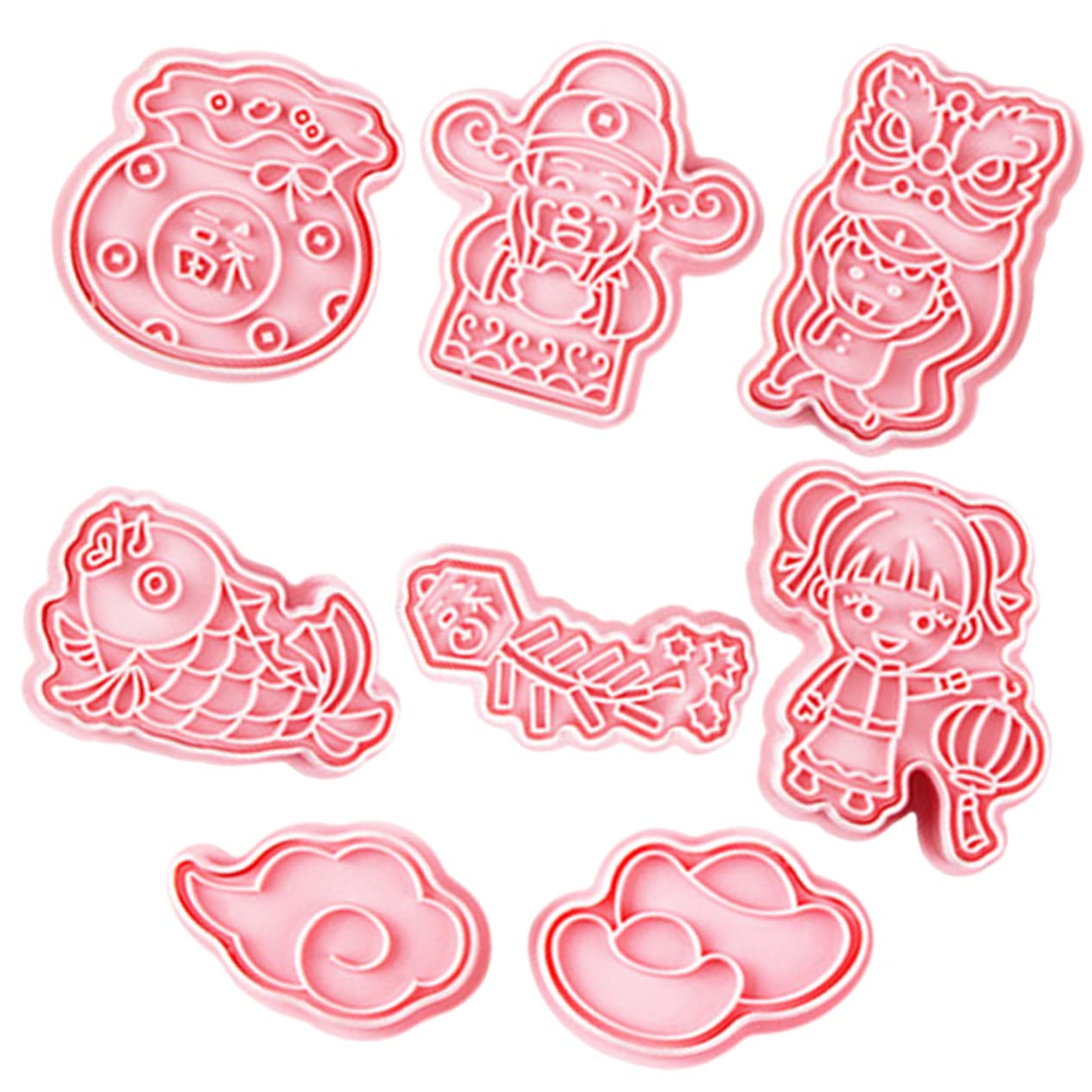 MAGICLULU 5 Juegos Molde De Galletas Sellos De Galletas 3d Mini Cortadores De Galletas De Navidad Cortador De Galletas Circular Fabricante De Moldes De Postre El Plastico Rosa 8 Uds * 5