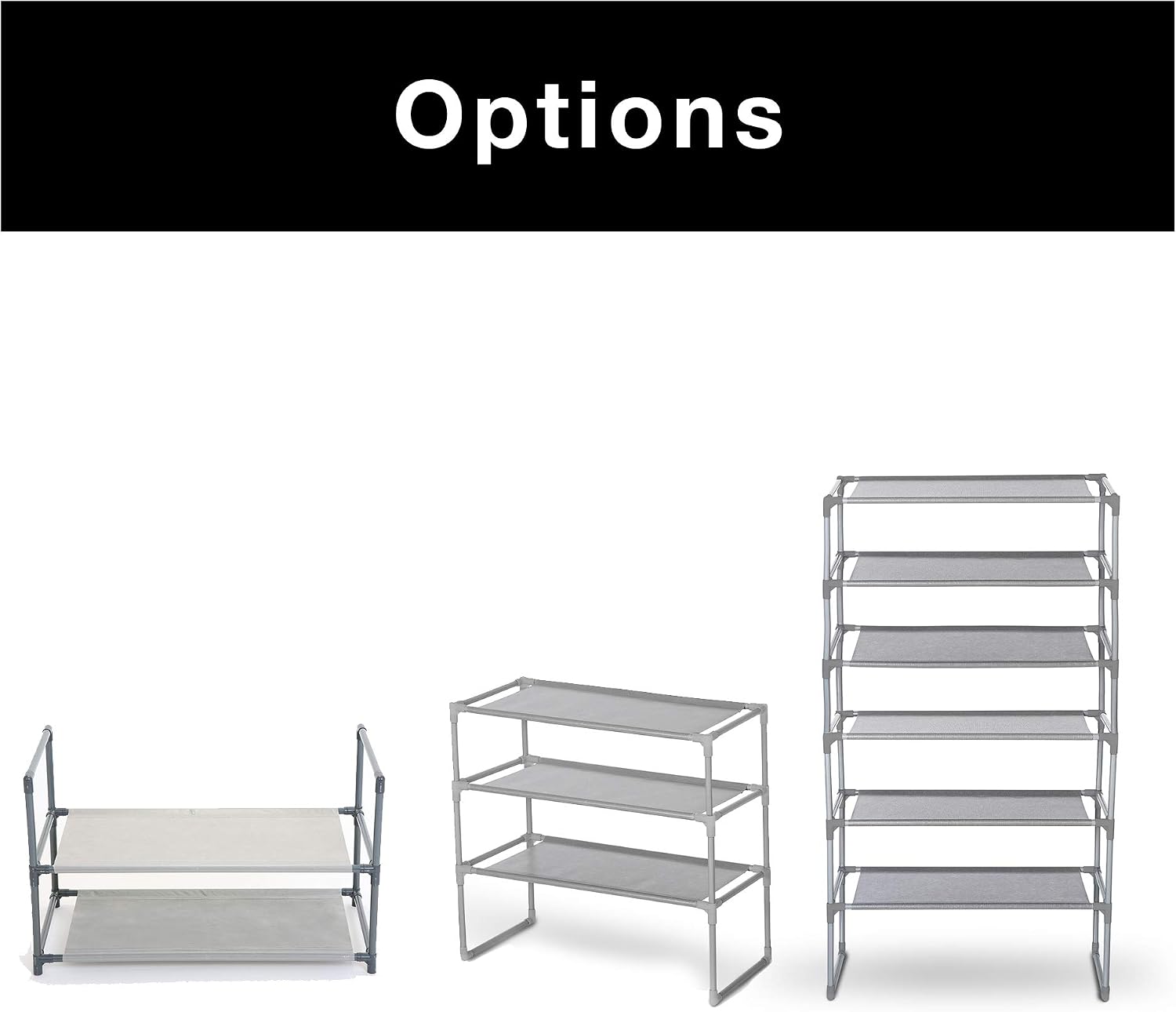 Smart Design Shoe Rack Shelf - Stackable - Laminated Liner - Steel Metal Frame - 2-Tier Holds 6 Pairs - Entryway, Closet, & Garage - Home Organization