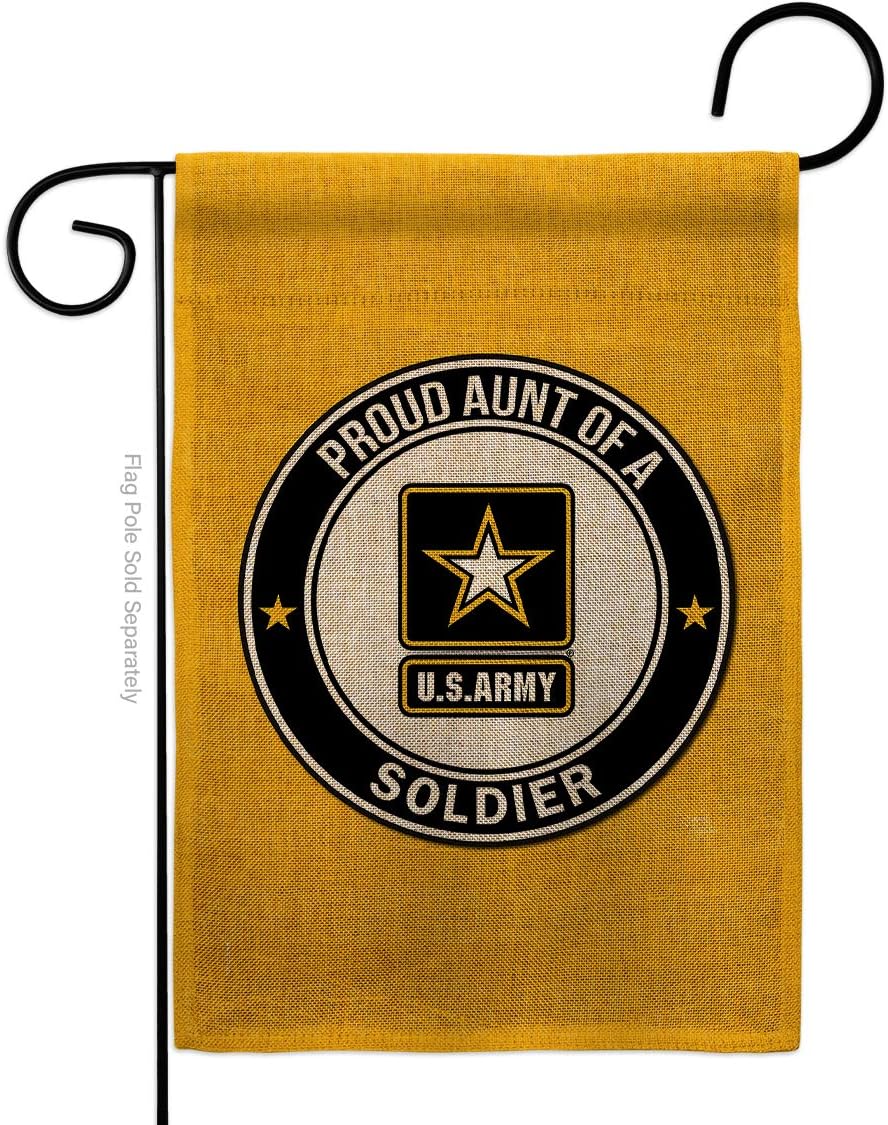 Proud Aunt Soldier Burlap Garden Flag Set Wall Hanger Armed Forces Rangers United State American Military Veteran Retire Official Small Gift Yard House Banner Double-Sided Made In USA 13 X 18.5