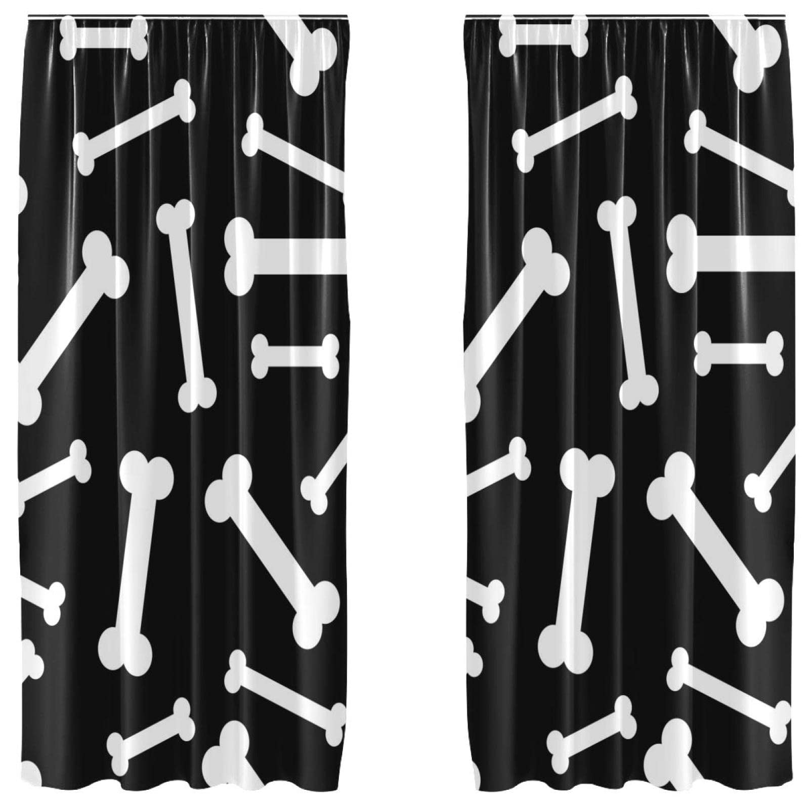 Rideaux os de chien noir et blanc parfaits pour décorer une chambre d'enfant ou une garderie