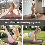 Foldable Yoga Mat,Exercise Mats for Home Workout,Comfortable and Durable,8mm Thick-Portable Folding Mat,Non Slip,Pilates Mat Thick,Outdoor Use,Meditation,Travel,Camping(71"x24" x0.31") (Latte with black coffee)