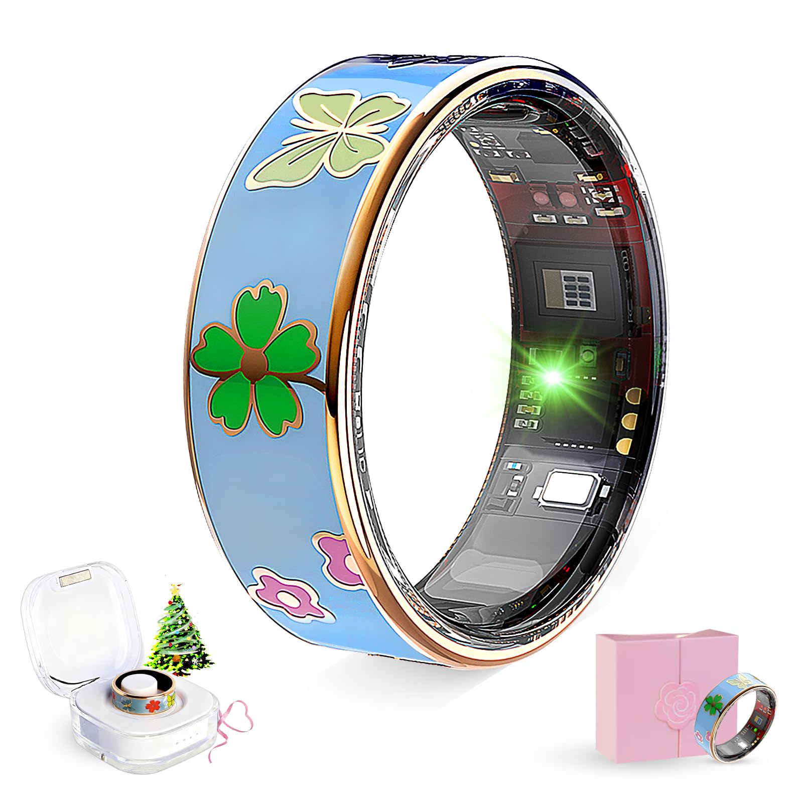 Govllfoz Smart Ring for Women & Men,Fitness Ring, Fit Couple,Sleep Tracker,Health Tracker with Heart Rate Monitor,for iOS Android Suitable for gifting (Blue, #9 Upgraded Packaging)