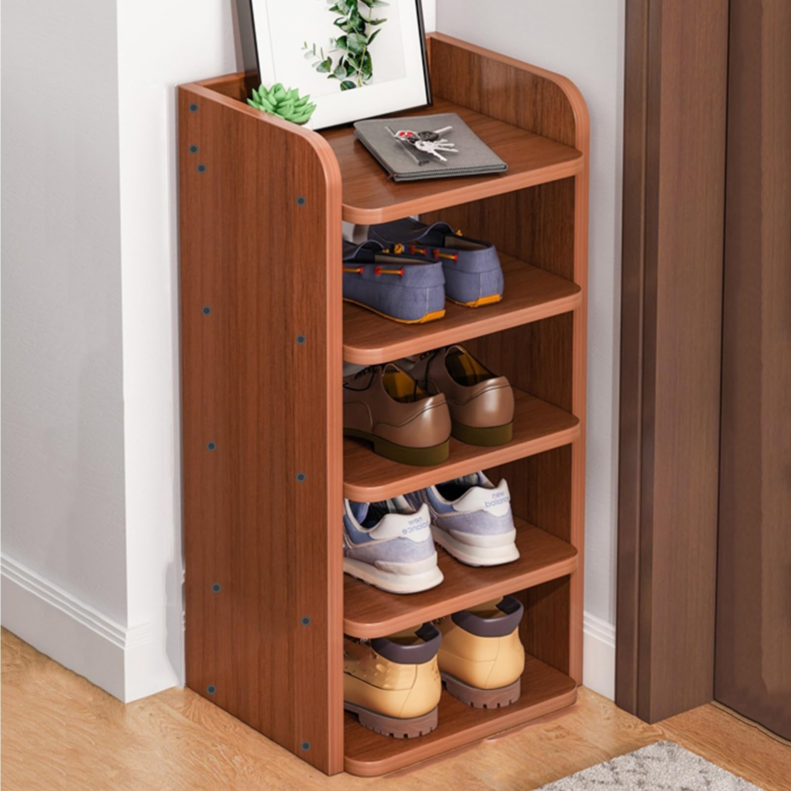 Rangement chaussures vertical petit espace étagère en bois rustique meuble entrée