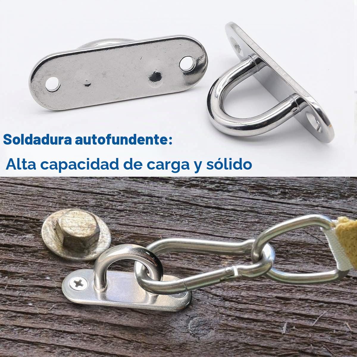 Anclaje Pared 6cm(16piezas) Ganchos de Techo, 8 Anclaje Techo y 8 Mosquetones, MgcTolBox Kit de Montaje para Toldo para Sillon Colgante, Saco Boxeo, Parking Perros Pared