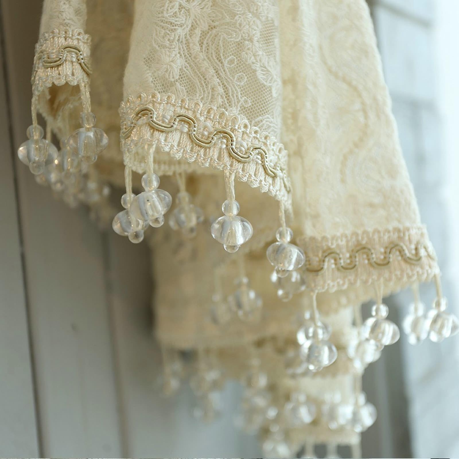 Voilage en dentelle transparente 70 x 120 cm Motif floral en coton et lin semi-transparent Décoration de salle de bain/chambre/bureau Accessoire élégant pour la maison