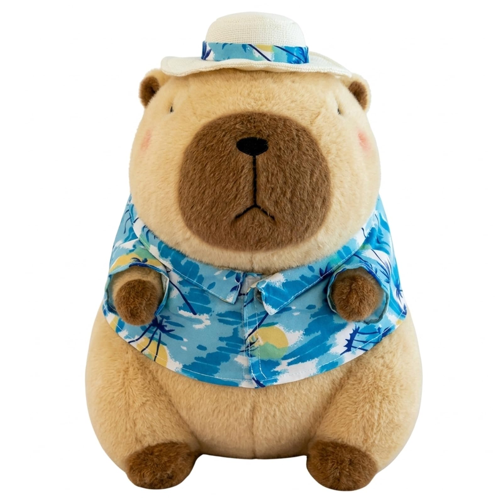 ZISHAN 23cm,Capybara Ornament, Cute Animal Ornament, Medium Capybara Teddy with Blue Hat, Decorative Gift for Home and Bedroom