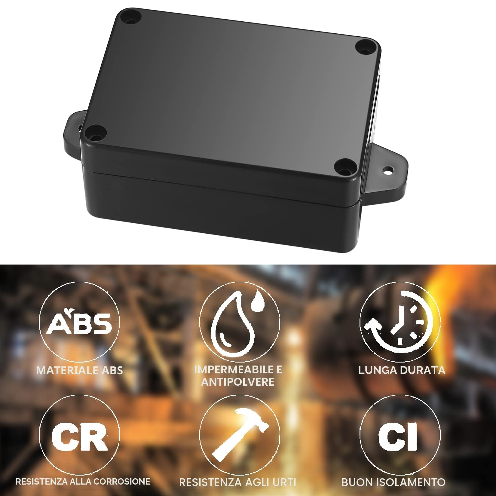 4 Pezzi Scatola di Giunzione Custodia, Scatola di Giunzione Esterna, Scatola di Progetto Elettronica Nera Custodia per Accessori Elettrici Plastica - 84 x 58 x 34mm