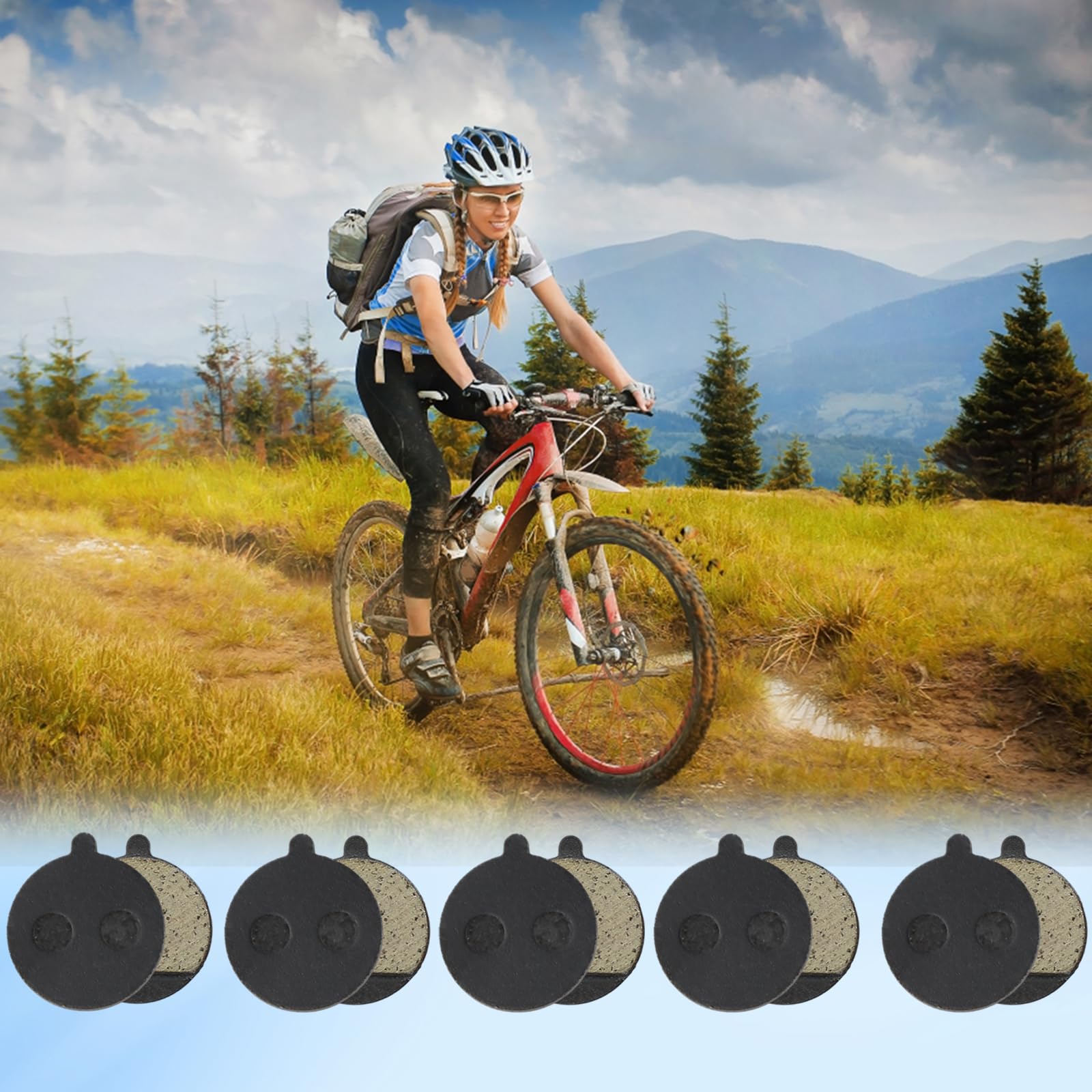 5 Coppie Pastiglie Freni a Disco Rotondo, Sostituzioni di Pattini Freno per Bici da Montagna, Parti Freni in Semi-Metallico per Bicicletta, Kit di Ricambio Pastiglie di Attrito per Scooter Elettrico