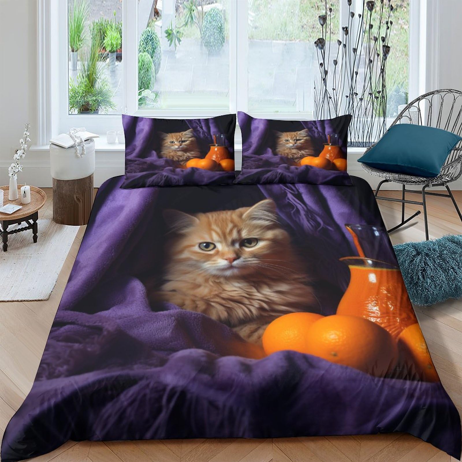 Parure de lit chaton mignon IOFEER pour partager des moments de tendresse en famille