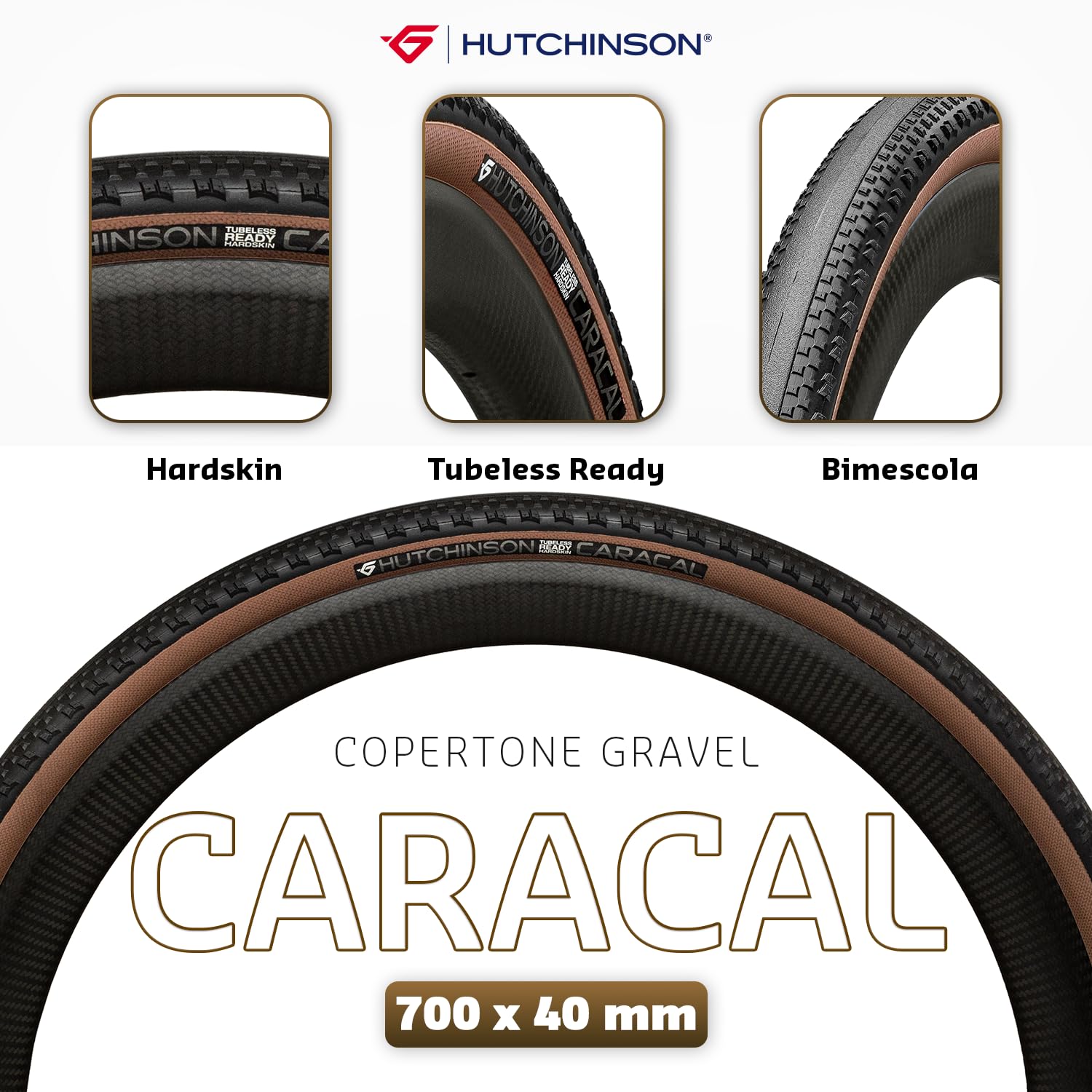 Hutchinson Caracal Tubeless Ready - Pneumatico per ghiaia, colore: Marrone chiaro