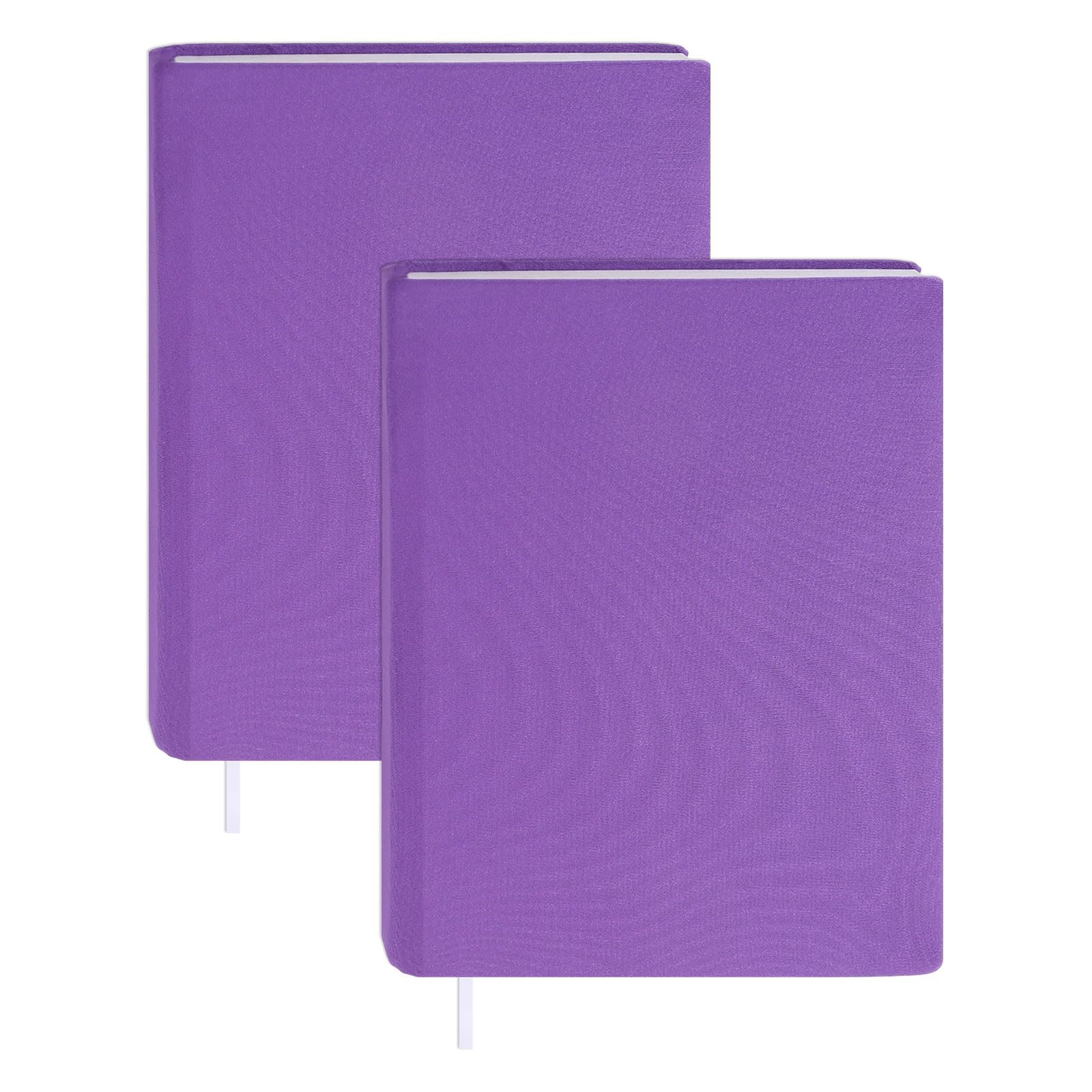 GLOBLELAND 2 Pcs Purple Elastic Cloth Book Covers with Ribbon 9"x11" Washable Book Protective Cover Up to 10"x12.5" Adjustable Sleeve Paperback Protector for Notebook Bible Planner Hardcover