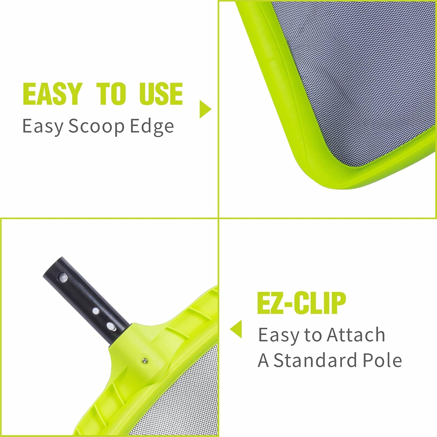 urchindj Professional Swimming Pool Leaf Skimmer with Durable Nylon Net, Easy-Scoop & Reinforced Leaf Rake for Pool Cleaning : Patio, Lawn & Garden