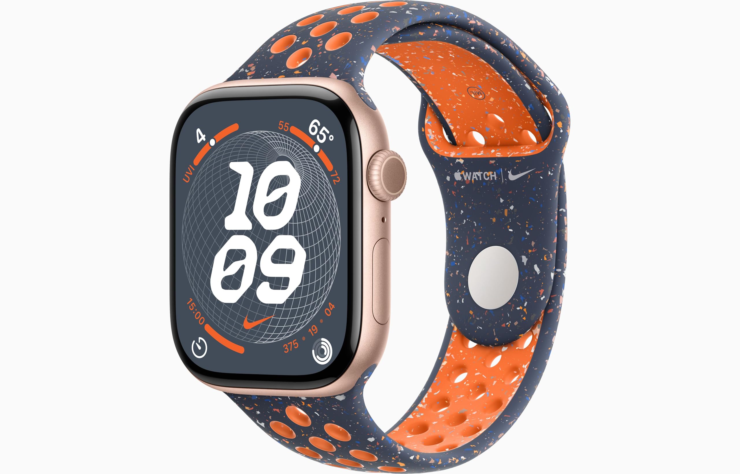 Apple Watch Series 10 [GPS + Cellular, 42mm] - Rose Gold Aluminum Case with Blue Flame Nike Sport Band, S/M (Renewed)