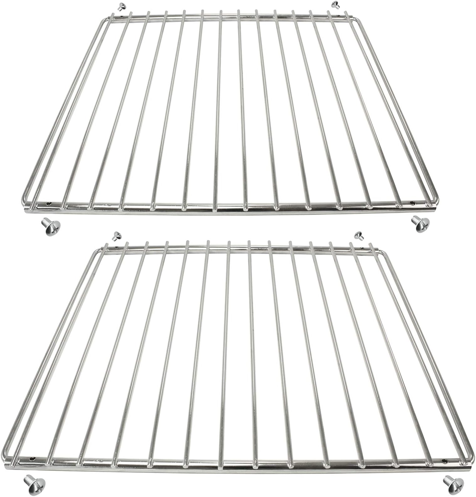 SPARES2GO Chrome Adjustable Universal Fixed Arm Grill Shelf for All Makes of Oven Cooker & Grill (310 x 360-530mm, Pack of 2)