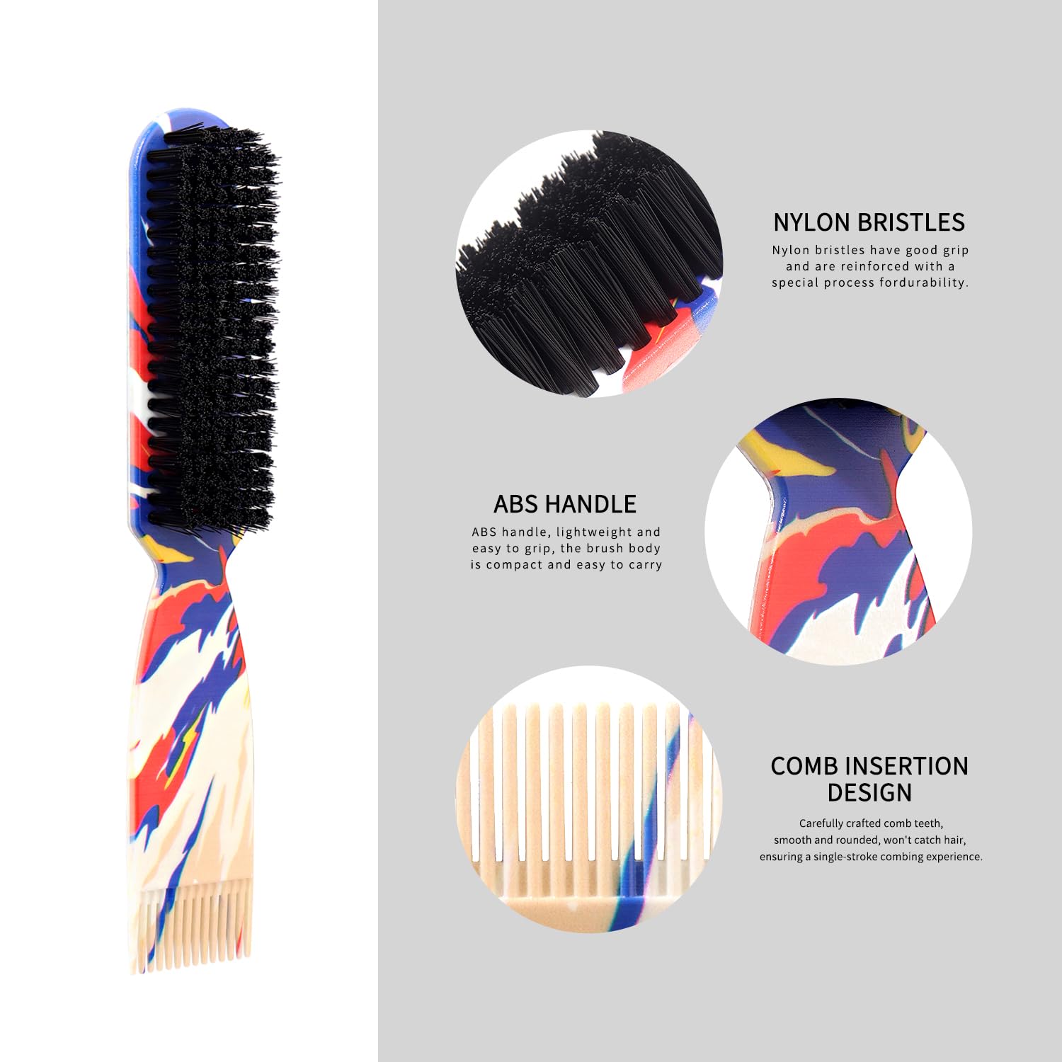 Small Hard Brush - Stiff Reinforced Nylon Bristle Hairbrush for Smoothing Thick & Curly Slick Back Hair, 360 Waves, Lay Down Fades, Style Beards for Men & Women (Mix colors)