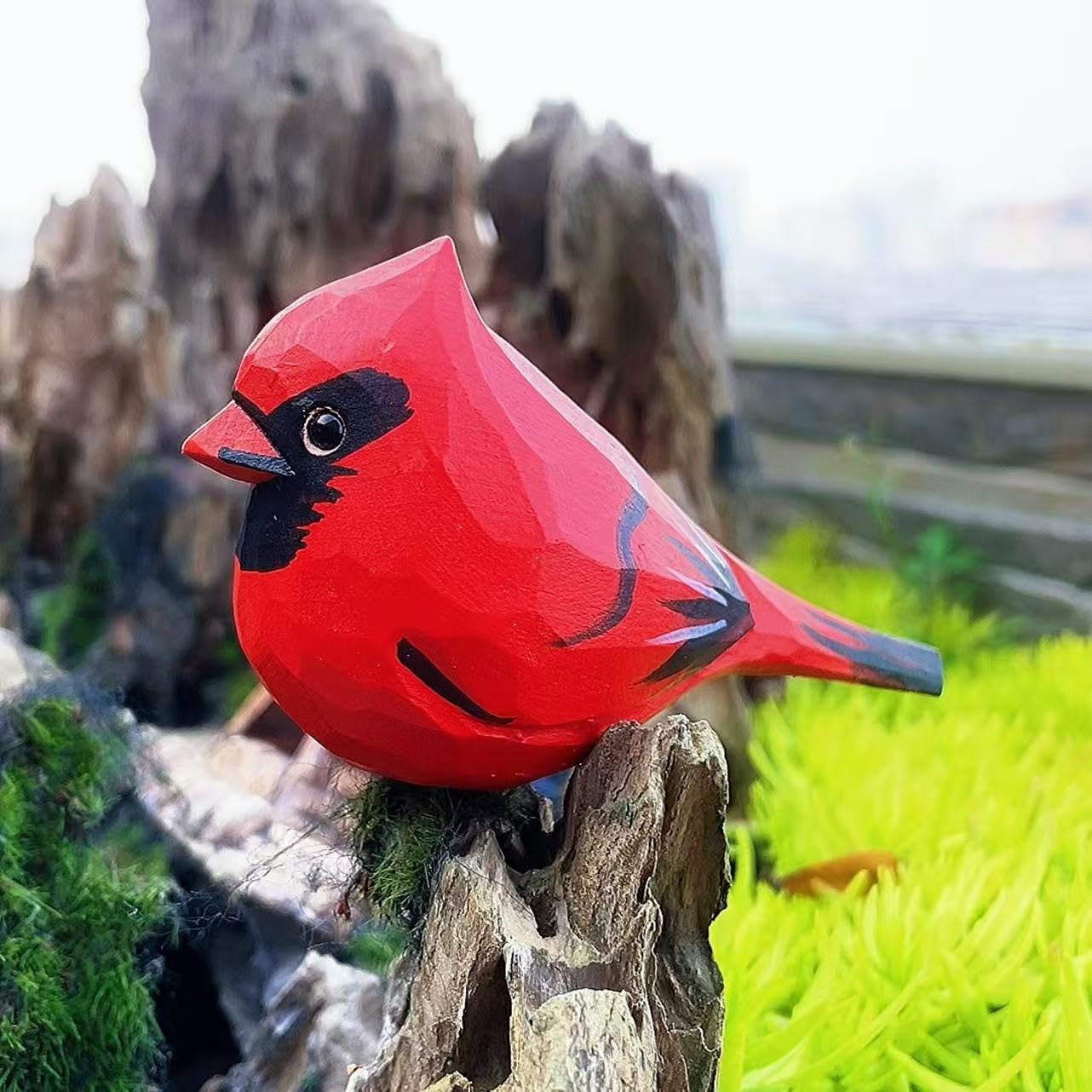 置物  Birds Red Cardinal Amazon.com: INF-STAR Handcrafted Red Cardinal Figurine – Small