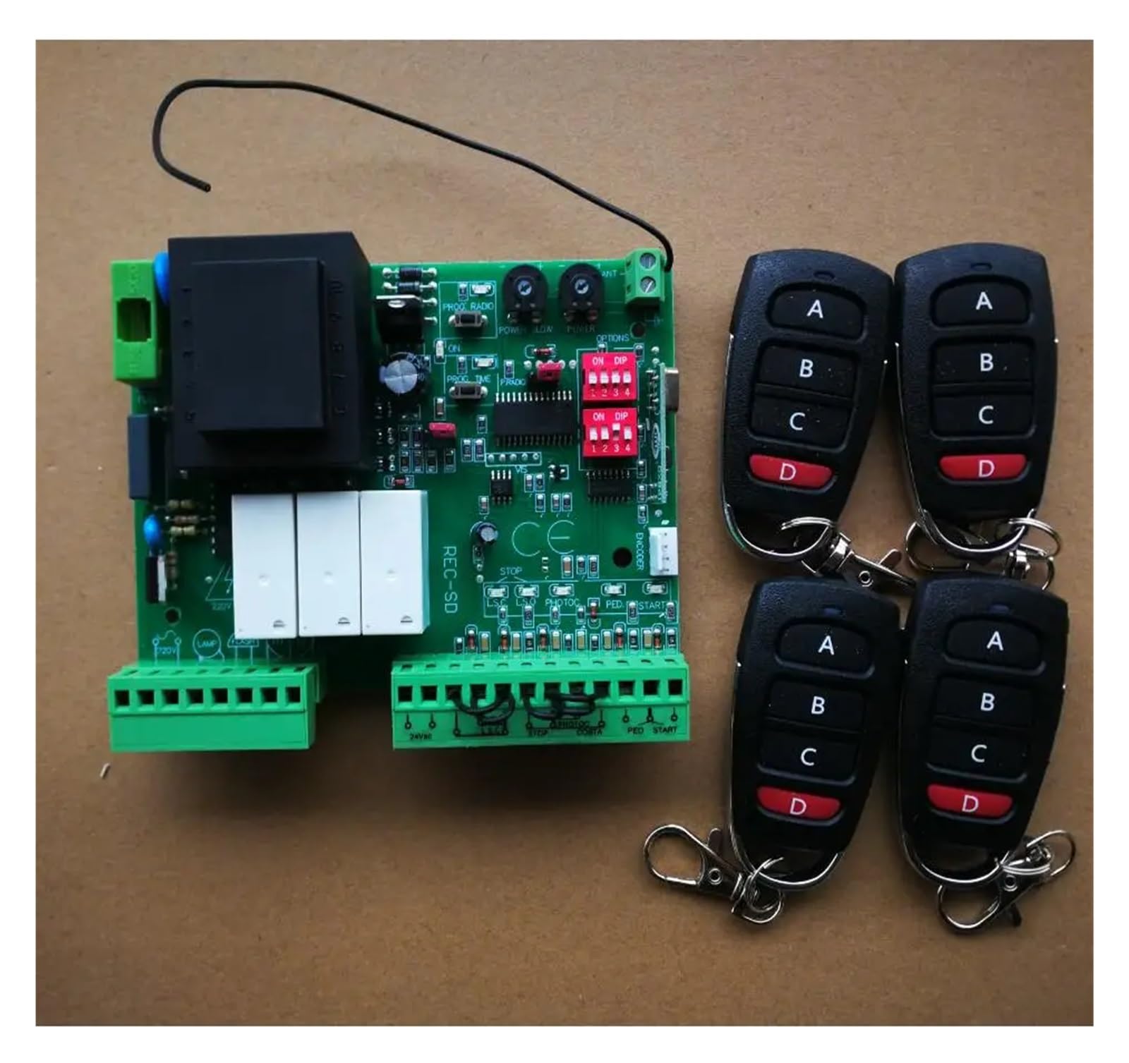 Mjfvn 4 Remote Gate Motor Controller Circuit Board Electronic Card For Sliding Gate Opener 220V Ac Model 433.92Mhz(4 Remote)