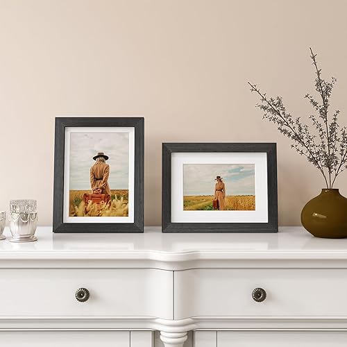 Vista 481 de Egofine Portarretratos de 9 x 12 pulgadas hecho de madera maciza con plexiglás, fotos de 5 x 7/6 x 8 con paspartú o de 9 x 12 pulgadas sin paspartú