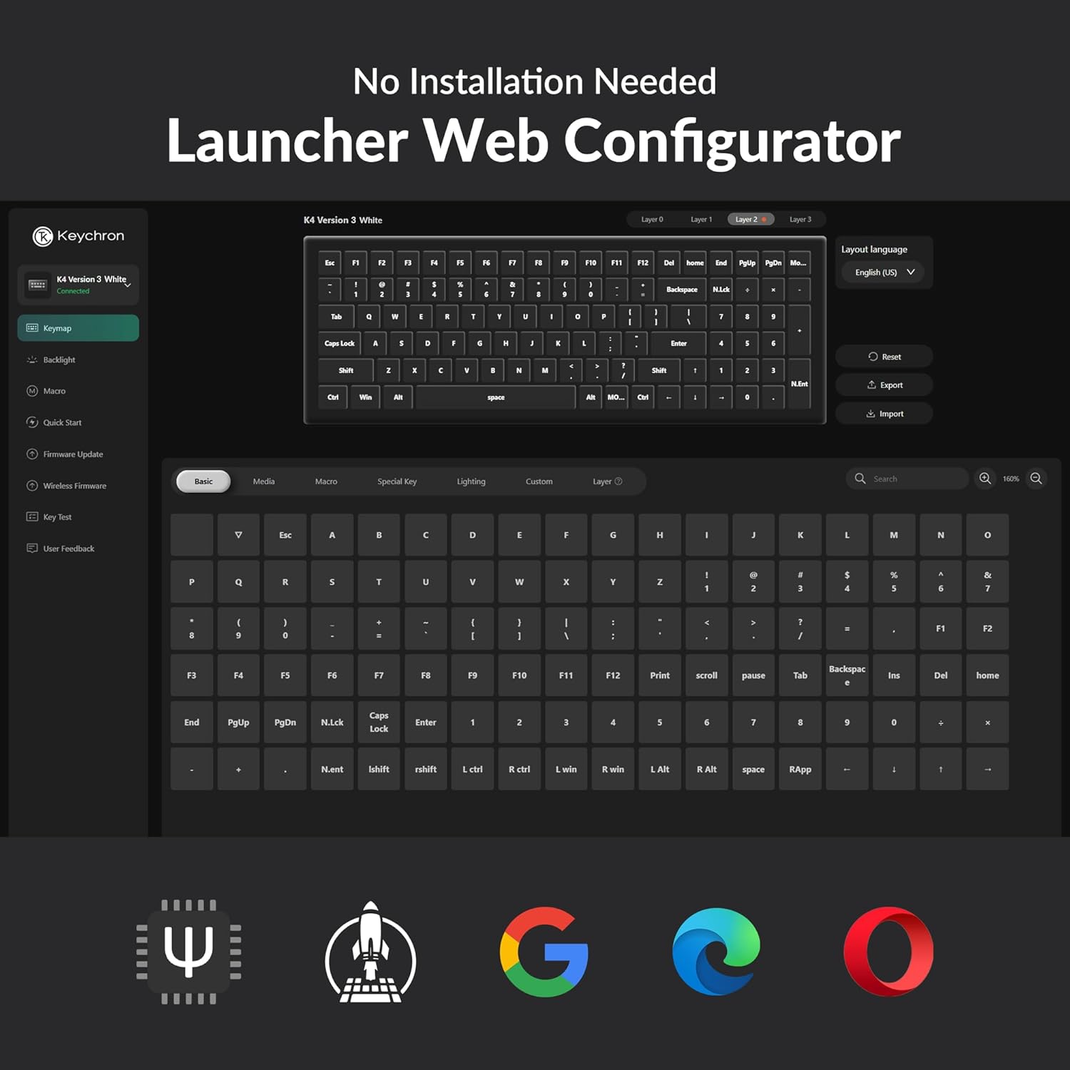 Keychron K4 96% Layout QMK Wireless and Wired Options Mechanical Keyboard, White Backlight Super Brown Switch, Paired with Shine-Through Double-Shot PBT Keycaps for Mac Windows-Version 3