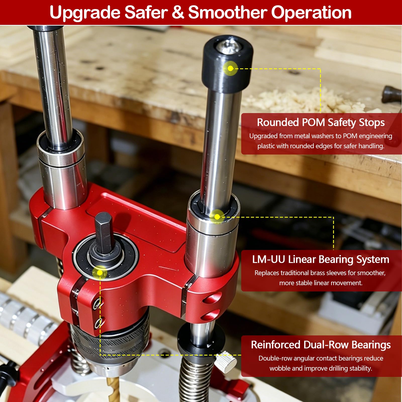 Supporto Trapano Upgrade con Mandrino, Guida Angolare 0–60° per Trapani Portatili, Autocentrante, Capacità Serraggio 1,5–13 mm, con Indicatore a Lancetta, Boccole in Ottone per Forature di Precisione