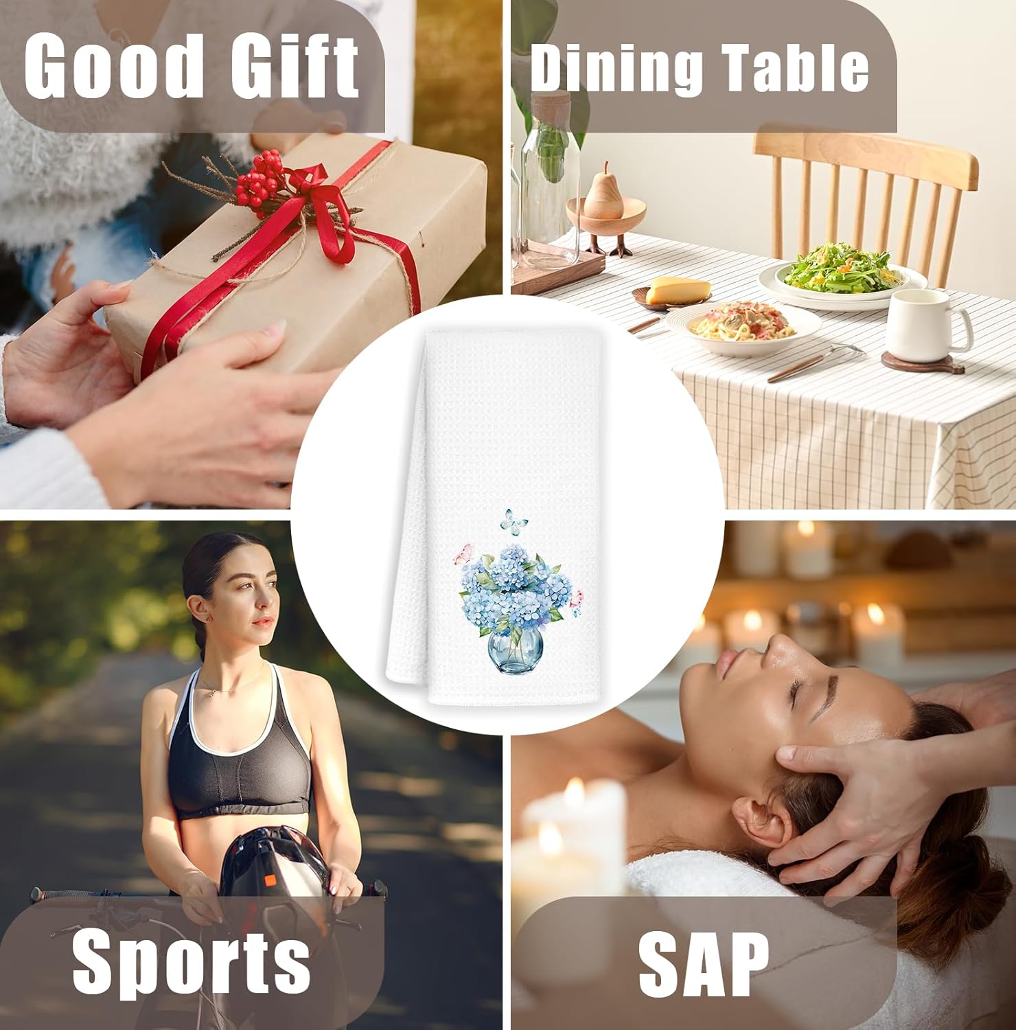 Blue Hydrangea Floral Bathroom Hand Towels Set of 2, Girly Bow Cottagecore Hand Towels for Bath Room Washroom Powder Room, Hydrangea Flower Botanical Kitchen Dish Towel, 16x24 Inch - Image 8