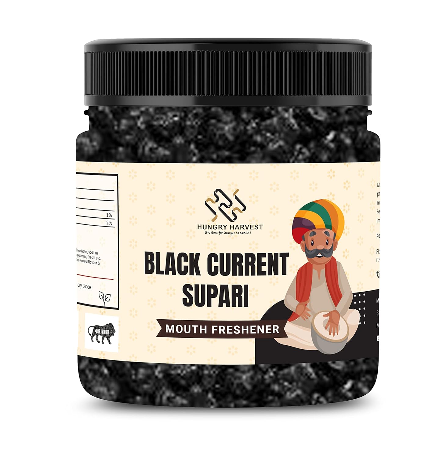 Hungry Harvest Black Current Supari | Mouth Freshener Black raw current supari [Jar Pack] (250 Grams (Pack of 1 of 250 Grams))