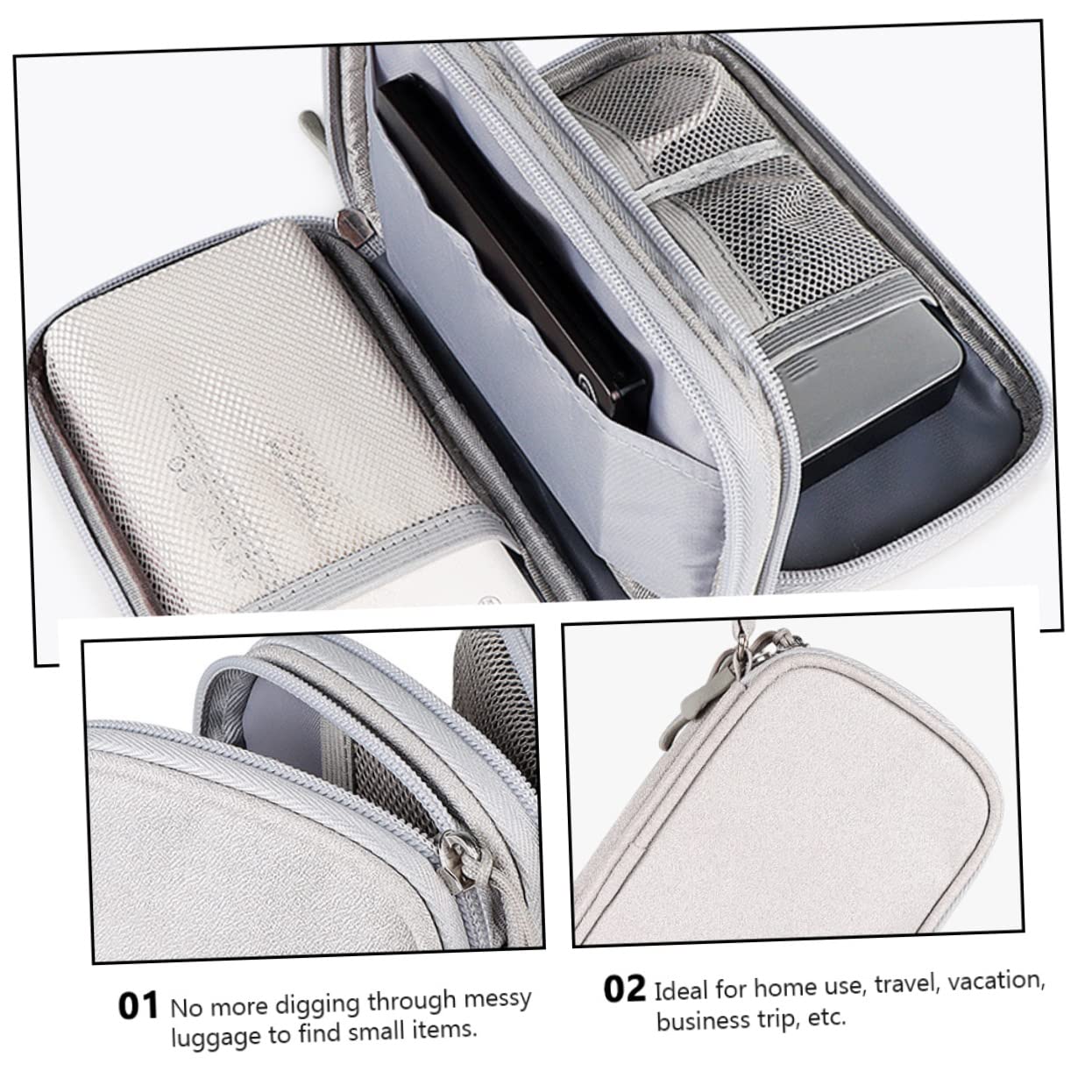 ARTIBETTER 3piezas Bolsa Organizador De Accesorios Electrónicos Estuche para Cables USB Auriculares y Disco Duro Diseño Compacto y Práctico para Viajes y Uso Diario