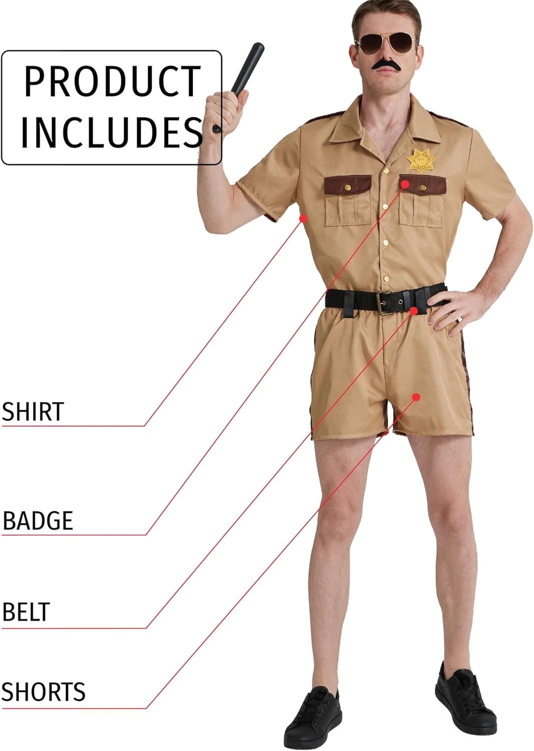 Maxim Party Supplies Men's Lieutenant Police Officer Costume - 4-Piece with Badge & Belt - Deputy Sheriff Outfit - Image 2