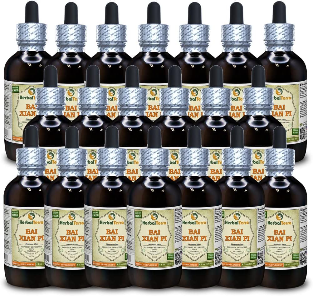Bai Xian Pi (Dictamnus Albus) Tincture, Dried Roots Liquid Extract (Brand Name: HerbalTerra, Proudly Made in USA) 2x4 fl.oz (2x120 ml)