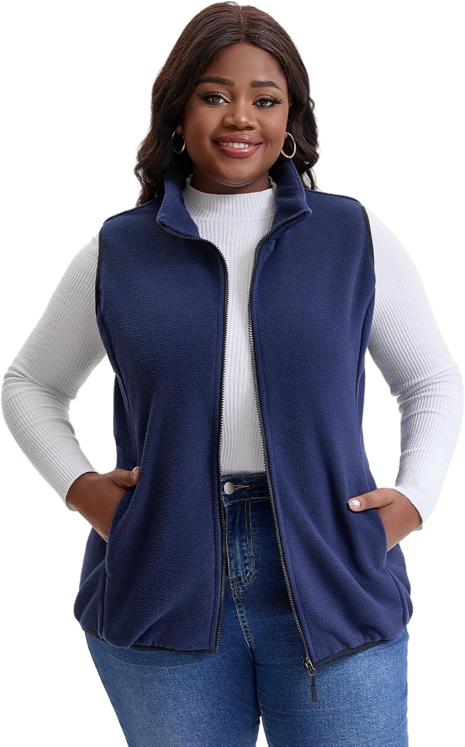 Women's Plus Size Fleece Vest,1X-5X Warm Soft Fleece Vests for Women - Image 2