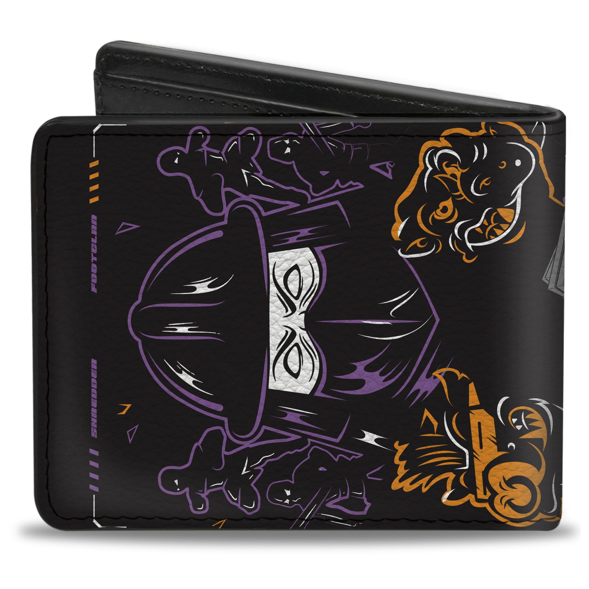 Buckle-Down Nickelodeon Wallet, Bifold, Ninja Turtles Ninja Tough Group Pose and Enemies Multi Color, Vegan Leather