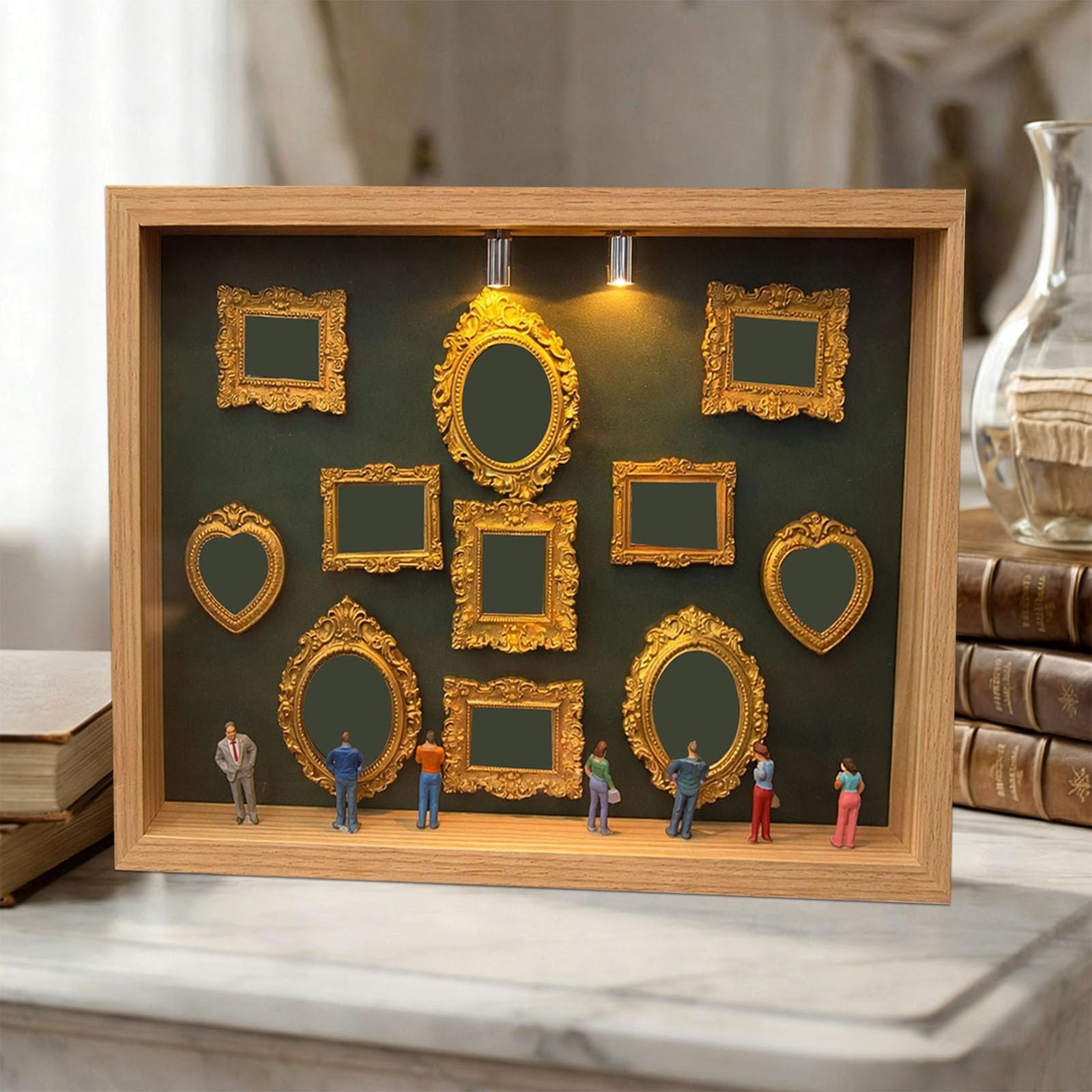 Diys Minis - Caja con silueta de museos para celebrar tu recuerdo único en estilos, marco de caja de sombras, personaliza la exhibición de fotos de bricolaje