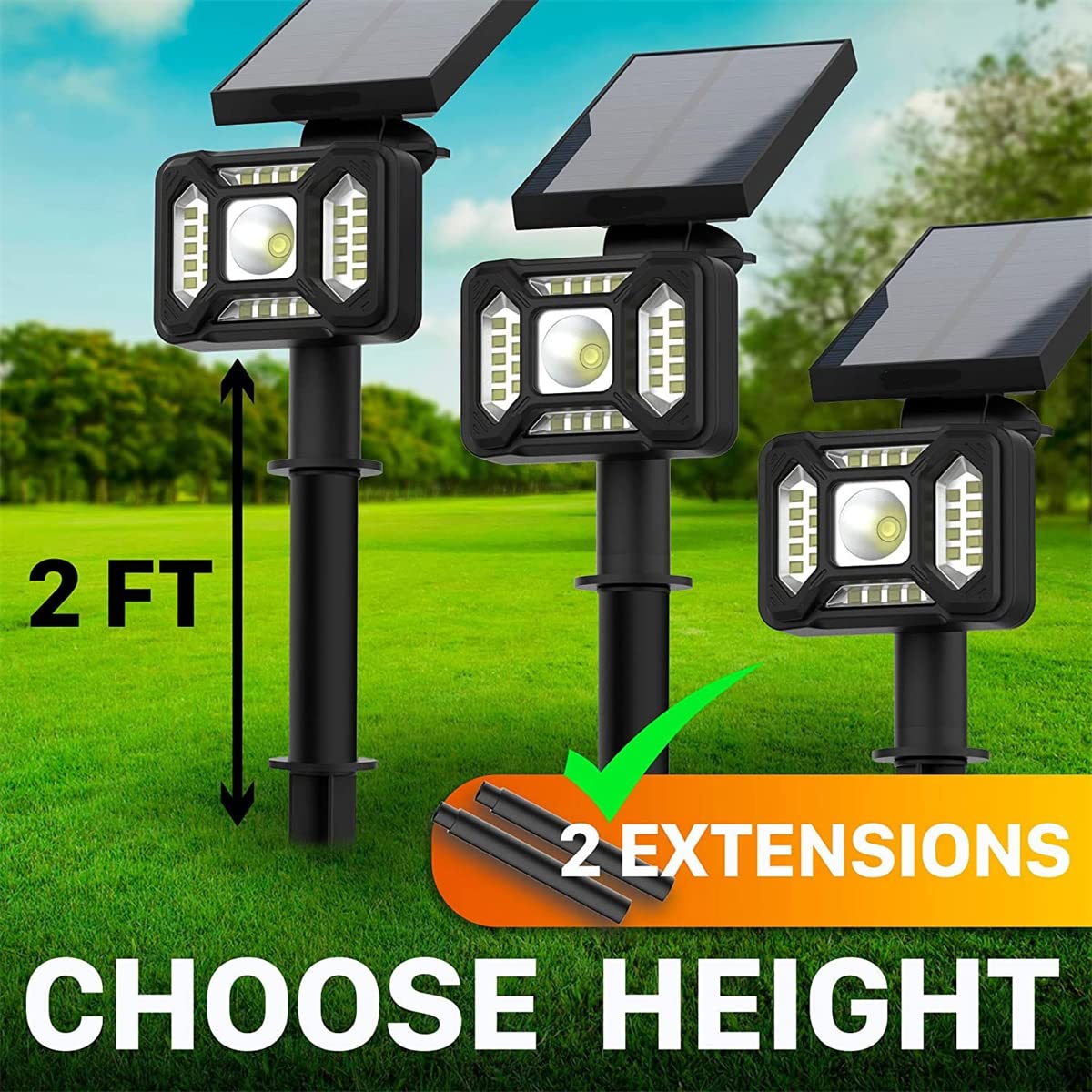 Focos solares para Exteriores, focos de Paisaje con energía Solar IP65, Luces de Pared Impermeables, Encendido/Apagado automático, Luces LED de jardín para Patio, Pasarela de Patio Trasero