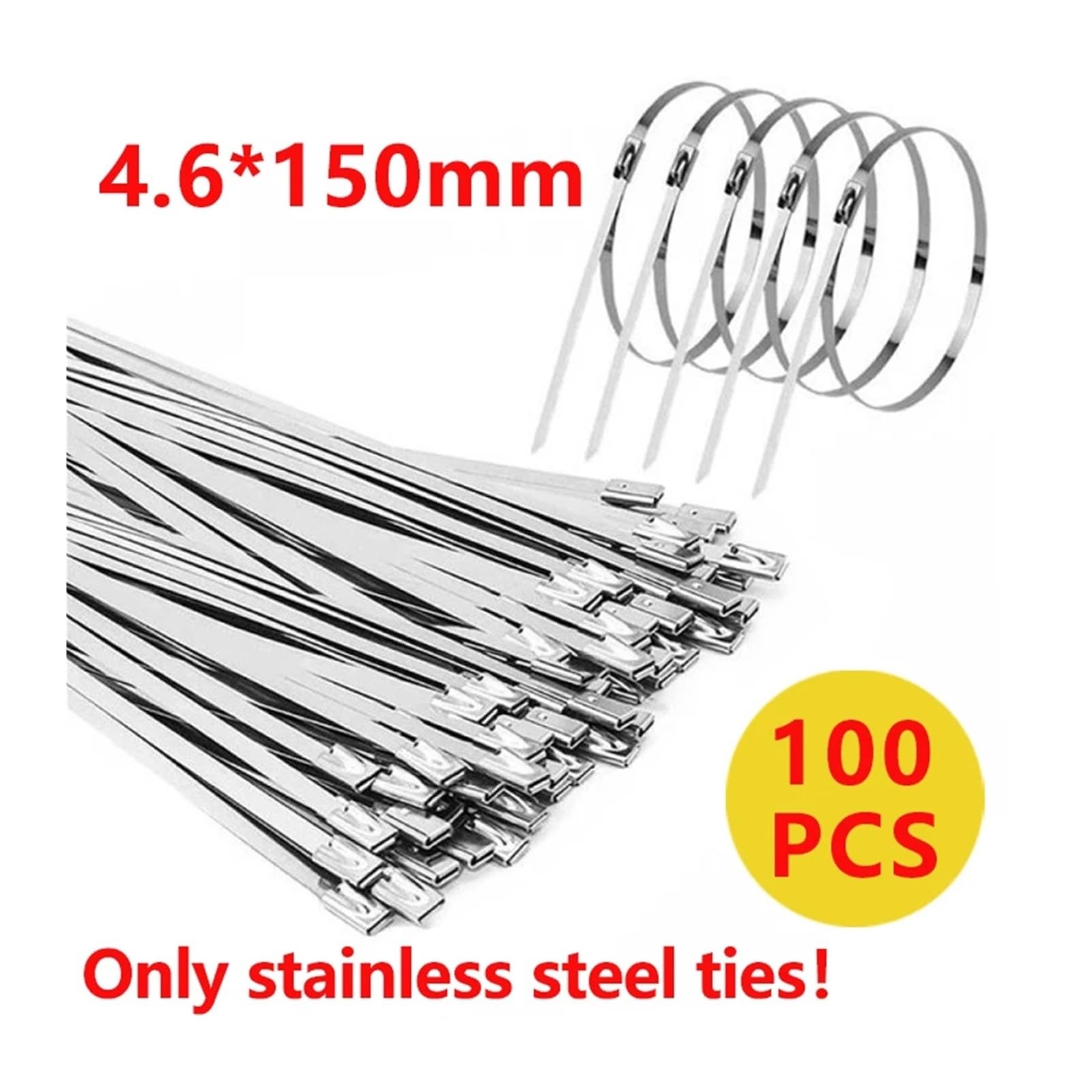 Fascette per Cavi Fascette stringicavo in Acciaio Inossidabile, Fascette stringicavo rivestite, Fascette stringicavo in Metallo con bloccaggio Multiuso(7.9x500mm x100pcs)