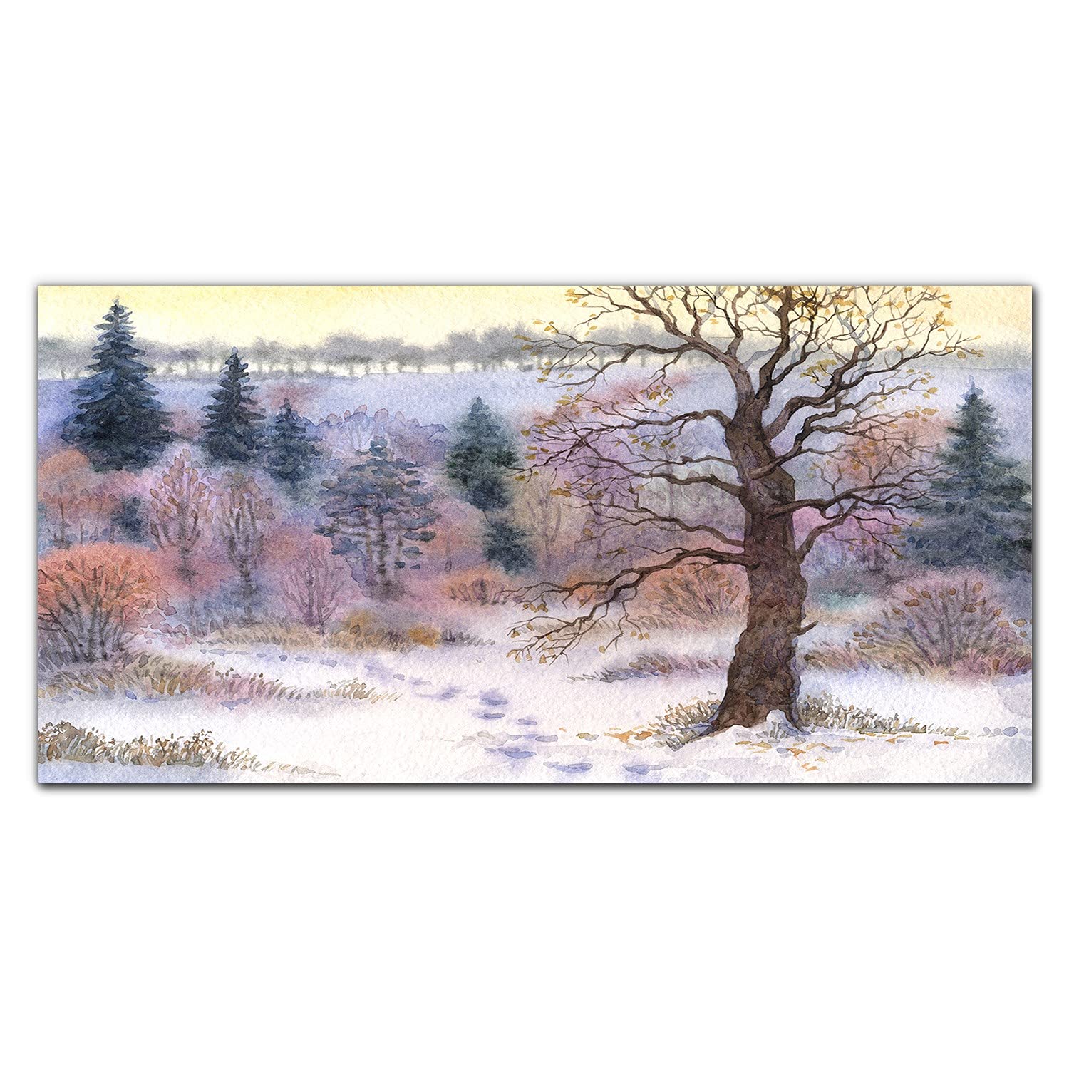 Dosseret en verre trempé 140x70cm avec impression nature forêt de neige pour cuisine